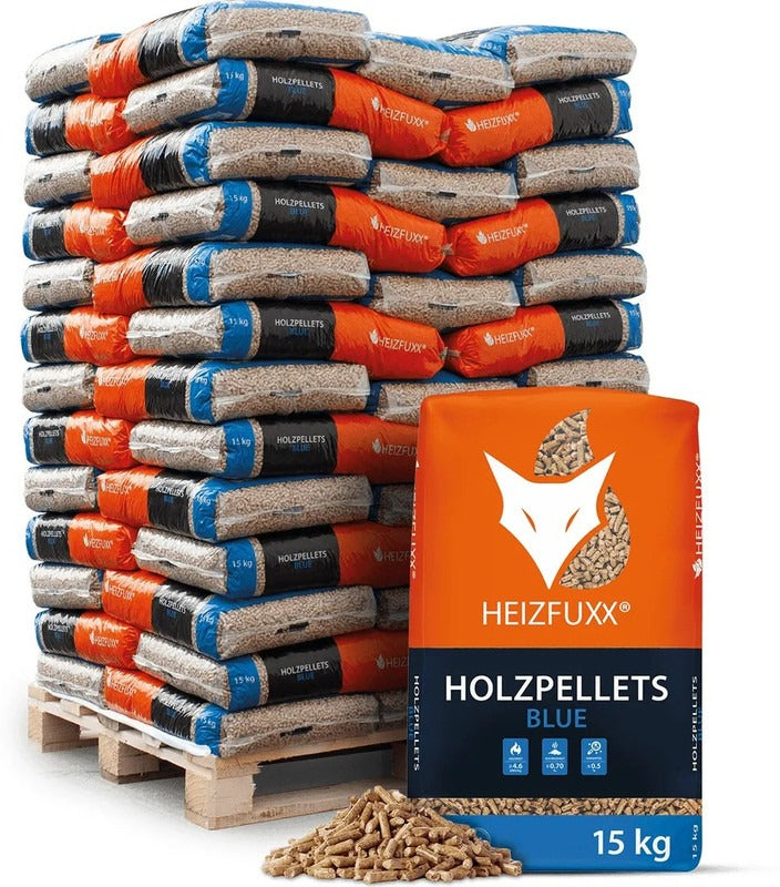 Heizfuxx Holzpellets "Blue" – 975 kg (65 x 15 kg Säcke)